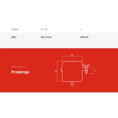 KROP Obejma stalowa rury kwadratowej - system rynien kwadratowych 80x80 mm